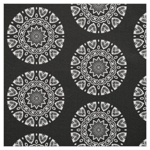 Organic Geometry  - White on Black Fabric