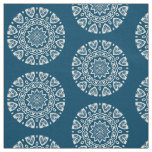 Organic Geometry  - White on Blue 00486b Fabric