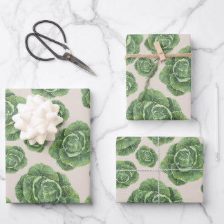 Organic Green Cabbage Design  Wrapping Paper Sheets
