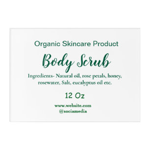 Organic green nature body scrub butter add name in acrylic print