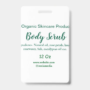 Organic green nature body scrub butter add name in badge