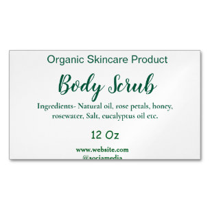 Organic green nature body scrub butter add name in business card magnet