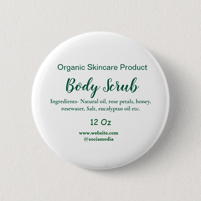 Organic green nature body scrub butter add name in button (Front)