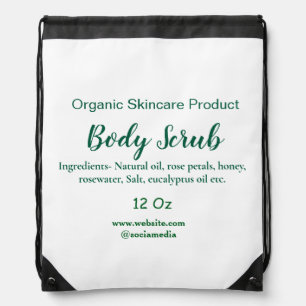 Organic green nature body scrub butter add name in drawstring bag
