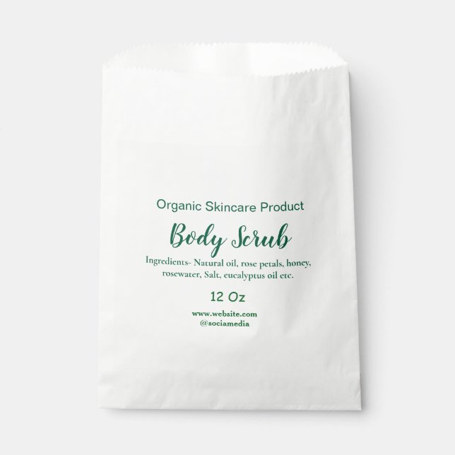 Organic green nature body scrub butter add name in favor bag (Front)