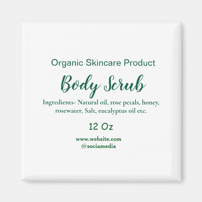 Organic green nature body scrub butter add name in magnet (Front)