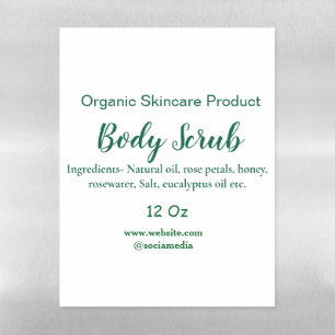 Organic green nature body scrub butter add name in magnetic dry erase sheet