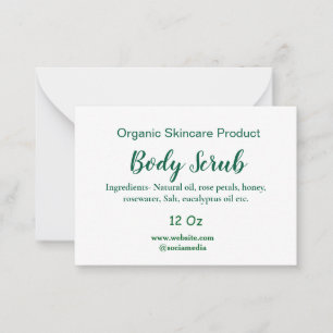 Organic green nature body scrub butter add name in note card