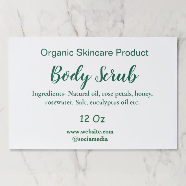 Organic green nature body scrub butter add name in paper pad (Front)