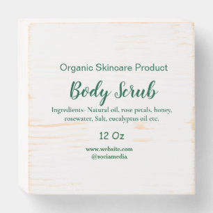 Organic green nature body scrub butter add name in wooden box sign