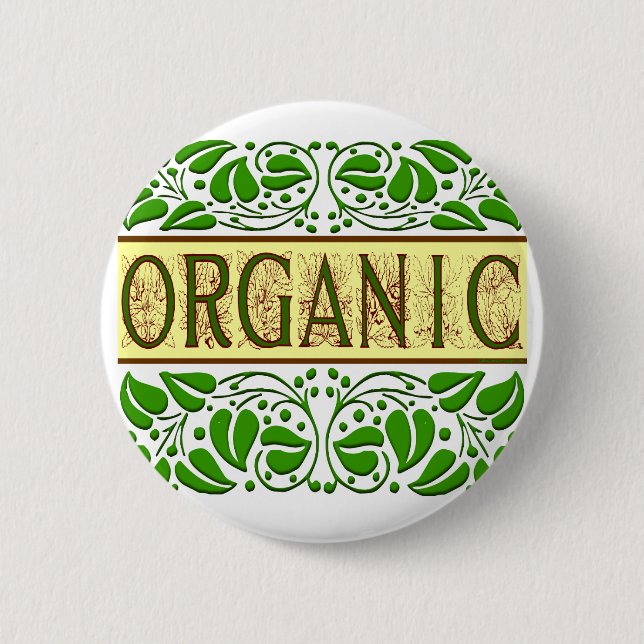 Organic Green Slogan Button (Front)