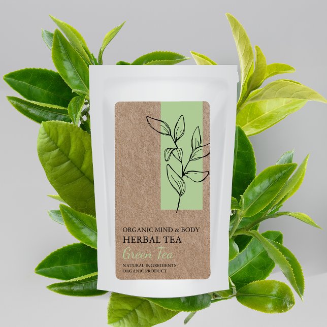 Organic Green Tea Herbal Tea Kraft Business Label (Creator Uploaded)