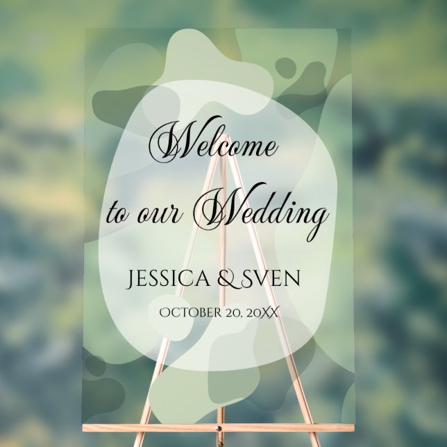 Organic Greenery Geometric Abstract Wedding Acrylic Sign (Neutral)