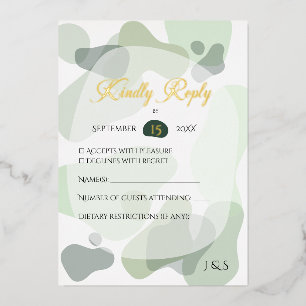 Organic Greenery Geometric Abstract Wedding Foil Invitation