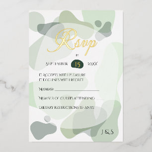 Organic Greenery Geometric Abstract Wedding Foil Invitation