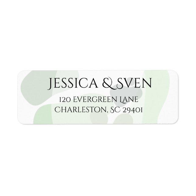Organic Greenery Geometric Abstract Wedding Label (Front)