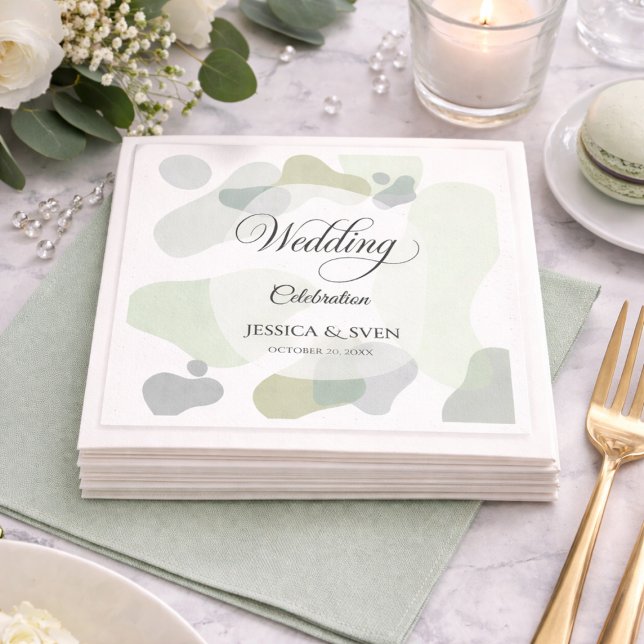 Organic Greenery Geometric Abstract Wedding Napkins (Creator Uploaded)