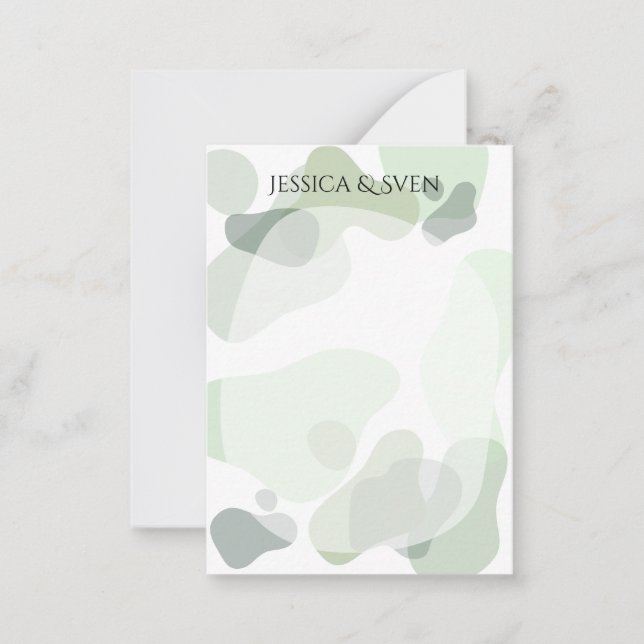 Organic Greenery Geometric Abstract Wedding Note Card (Front)