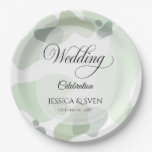 Organic Greenery Geometric Abstract Wedding Paper Plates