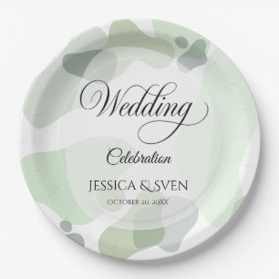 Organic Greenery Geometric Abstract Wedding Paper Plates
