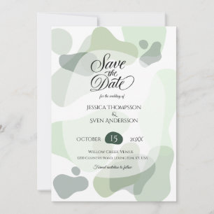 Organic Greenery Geometric Abstract Wedding Save The Date