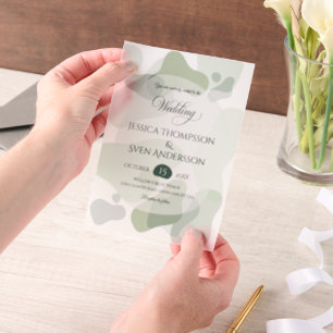 Organic Greenery Geometric Abstract Wedding Vellum Invitations