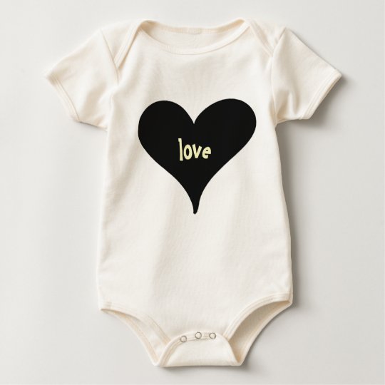 organic heart, "love" onsie baby bodysuit