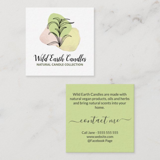 Organic Herbal Candle And Soap Logo Business Card (Front/Back)