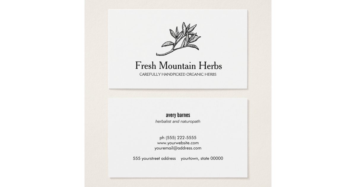 Organic Herbalist Herb Gardener Holistic Health Business Card