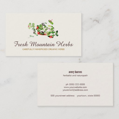 Organic Herbalist Herb Gardener Holistic Health Business Card Zazzle