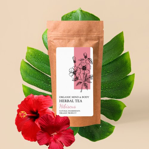 Organic Hibiscus Herbal Tea Business Label