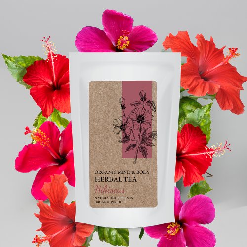 Organic Hibiscus Herbal Tea Kraft Business Label