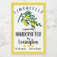 Organic Homemade Limoncello Small Bottle Label |