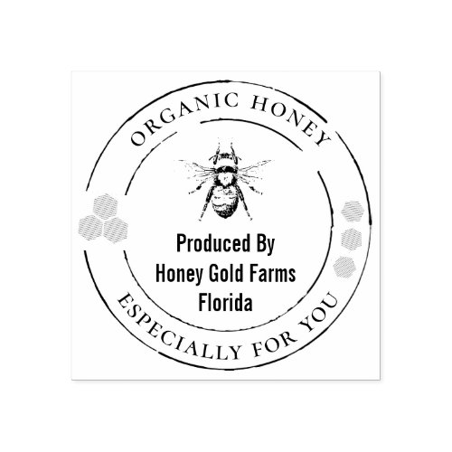 Organic Honey Bee Official Seal Rubber Stamp