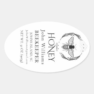 Organic honey bee queen oval sticker