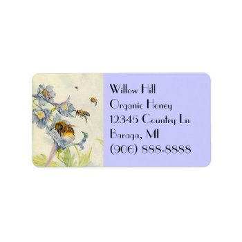 Organic Honey Bees Morning Glory Flowers Labels by layooper at Zazzle