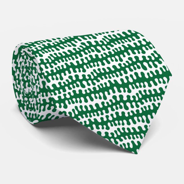 Organic Horizontal Stripes - Forest Green Neck Tie (Rolled)