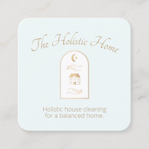 Organic House Cleaning _ Boho Moon and Hands Square Business Card
