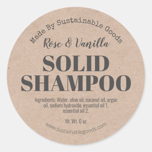 Organic Kraft Handmade Solid Shampoo Labels