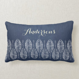 ORGANIC LEAF INDIGO BLUE TIE DYE BATIK PERSONALIZE LUMBAR PILLOW