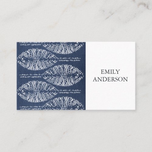 ORGANIC LEAF PATTERN INDIGO BLUE TIE DYE BATIK BUSINESS CARD