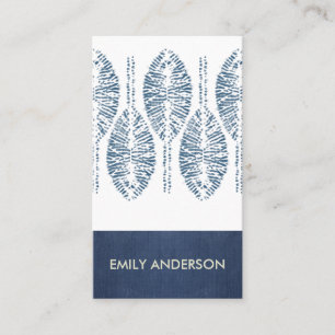 ORGANIC LEAF PATTERN INDIGO BLUE TIE DYE BATIK BUSINESS CARD