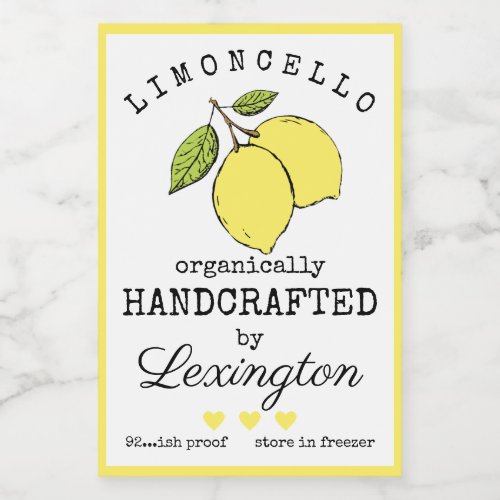 Organic Limoncello For A Small Bottle Label 