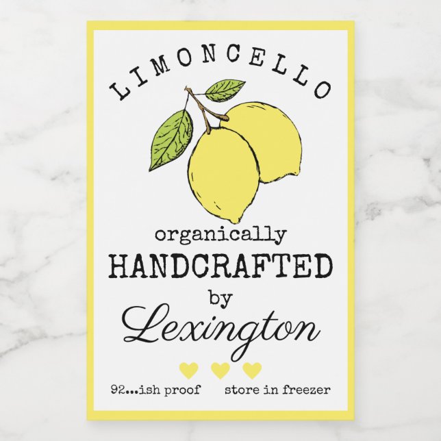 Organic Limoncello For A Small Bottle Label | (Single Label)