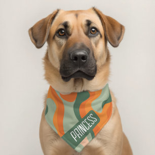 Organic Line Abstract Art - Jade and Tangerine Pet Bandana Collar
