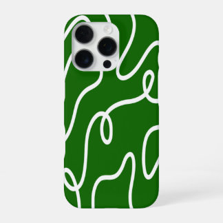 Organic Liquid Line Art Forest Green Wavy Abstract iPhone 16 Pro Case