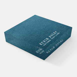 Organic look modern Blue Linen Texture Paperweight