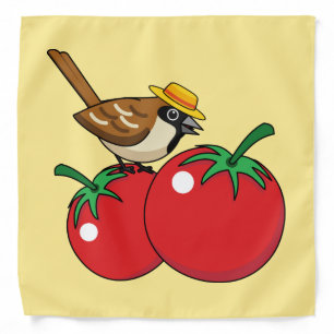 Organic Lover Sparrow Eating Red Tomato Bandana