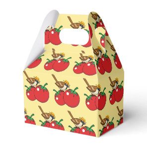 Organic Lover Sparrow Eating Red Tomato Favor Boxes