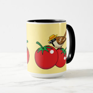 Organic Lover Sparrow Eating Red Tomato Mug